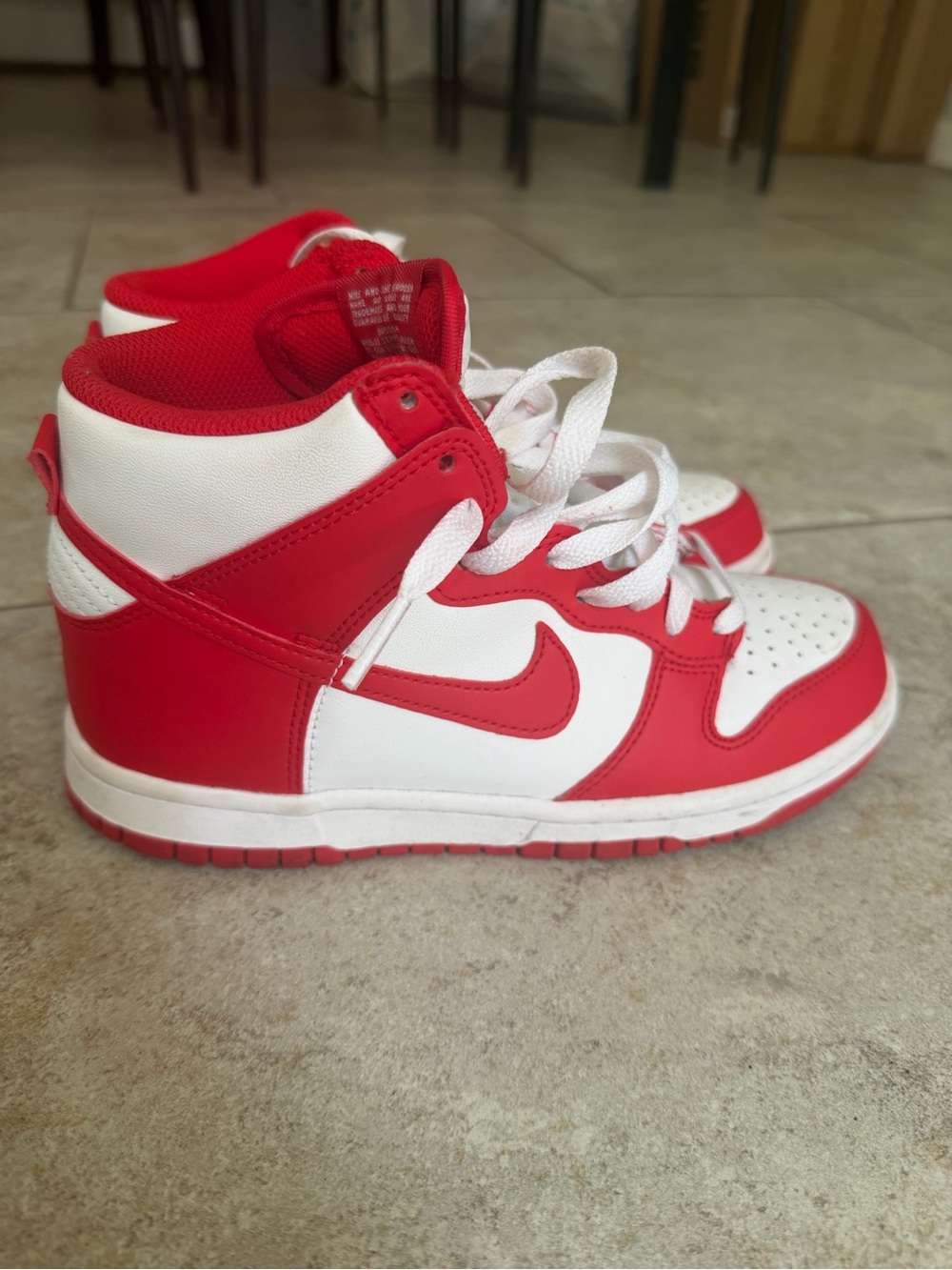 Nike Kids Red and White High-Top Sneakers